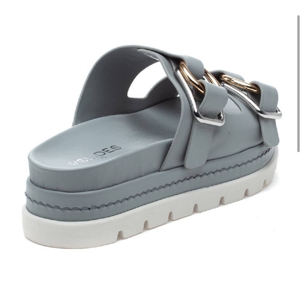 NWT J/SLIDES BAHA Light Grey Leather Sandal - Picture 4 of 14